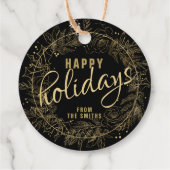 ブラック&エレガント金ゴールドクリスマスプレゼントラベル フェイバータグ (裏面)