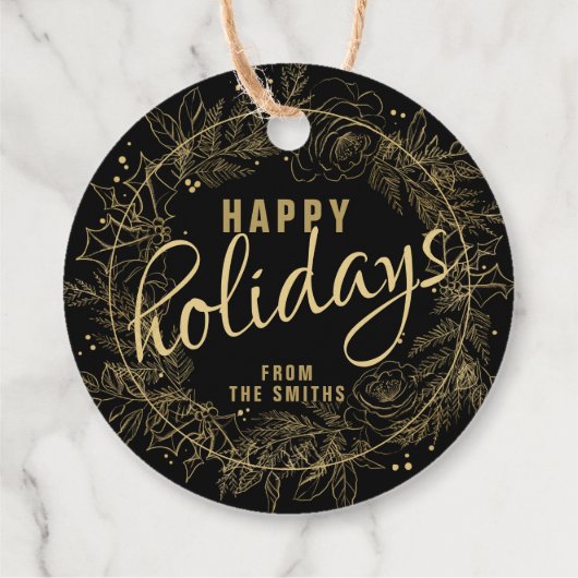 ブラック&エレガント金ゴールドクリスマスプレゼントラベル フェイバータグ (裏面)