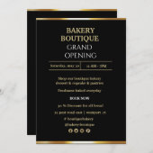 ブラック&エレガント金ゴールドグランドオープニング招待状 招待状 (正面/裏面)