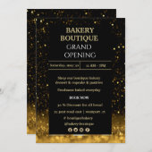 ブラック&エレガント金ゴールドグランドオープニング招待状 招待状 (正面/裏面)