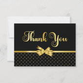 ブラック&エレガント金ゴールドサプライズ誕生日パーティー サンキューカード (正面)