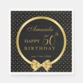 ブラック&エレガント金ゴールドサプライズ誕生日パーティー スタンダードランチョンナプキン (正面)