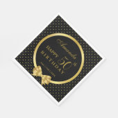 ブラック&エレガント金ゴールドサプライズ誕生日パーティー スタンダードランチョンナプキン (角)