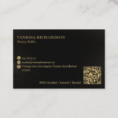 ブラック&エレガント金ゴールドスケルトン鍵公証人QR写真 名刺 (裏面)