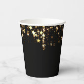ブラック&エレガント金ゴールドスターのダブルジョイント誕生日 紙コップ (裏面)