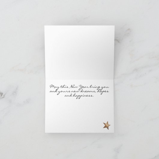 ブラック&エレガント金ゴールドスターズハッピーニューイヤー シーズンカード (内部)