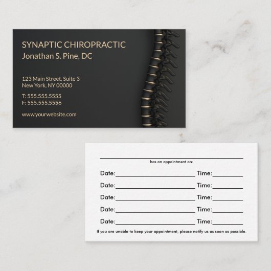 ブラック&エレガント金ゴールドスパインチロアポイントメントカード 名刺 (正面/裏面)