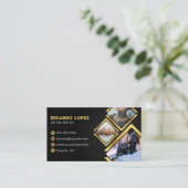 ブラック&エレガント金ゴールドタトゥーアーティストサロン写真 名刺 (スタンド正面)