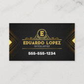 ブラック&エレガント金ゴールドタトゥーアーティストサロン写真 名刺 (裏面)