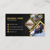 ブラック&エレガント金ゴールドタトゥーアーティストサロン写真 名刺 (正面)