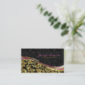 ブラック&エレガント金ゴールドダマスシルバーアクセント 名刺 (スタンド正面)