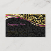 ブラック&エレガント金ゴールドダマスシルバーアクセント 名刺 (裏面)