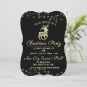 ブラック&エレガント金ゴールドトナカイパーティの招待状 招待状 (スタンド正面)