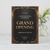 ブラック&エレガント金ゴールドビジネスグランドオープニング招待状 シーズンカード (スタンド正面)
