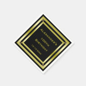 ブラック&エレガント金ゴールドフレーム男の100誕生日 スタンダードカクテルナプキン (角)