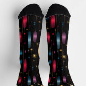 ブラック&エレガント金ゴールドホリデーウィズスターアクセント ソックス (上部)