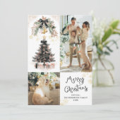 ブラック&エレガント金ゴールドボウズMerry Christmas 2写真 シーズンカード (スタンド正面)