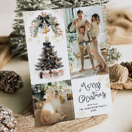 ブラック&エレガント金ゴールドボウズMerry Christmas 2写真 シーズンカード