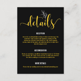 ブラック&エレガント金ゴールドボタニカルズ結婚エンクロシュル エンクロージャーカード