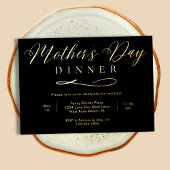 ブラック&エレガント金ゴールドマザファンシーーズ・デイ・ディナー 箔招待状