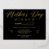 ブラック&エレガント金ゴールドマザファンシーーズ・デイ・ディナー 箔招待状 (正面)