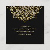 ブラック&エレガント金ゴールドマンダラヨガインストラクター スクエア名刺 (裏面)