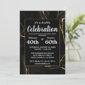 ブラック&エレガント金ゴールドマーブルバースデーパーティー 招待状 (スタンド正面)