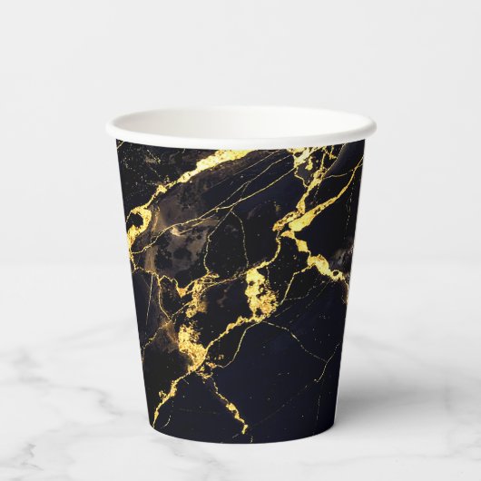 ブラック&エレガント金ゴールドマーブル紙カップ 紙コップ (裏面)