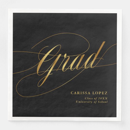 ブラック&エレガント金ゴールドミニマリストのグラッドカリグラフィー (正面)