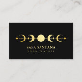 ブラック&エレガント金ゴールドムーンフェイズヨガ先生 名刺 (正面)