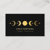 ブラック&エレガント金ゴールドムーンフェイズヨガ先生 名刺 (正面)