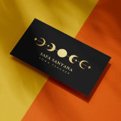 ブラック&エレガント金ゴールドムーンフェイズヨガ先生 名刺