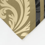 ブラック&エレガント金ゴールドメタリックフローラのマスク フリースブランケット (角)