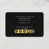 ブラック&エレガント金ゴールドモノグラムソーシャルメディアのアイコン 名刺 (裏面)