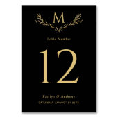 ブラック&エレガント金ゴールドモノグラムリース結婚ズ テーブルナンバー (裏面)