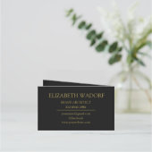 ブラック&エレガント金ゴールドモノグラム折り畳みロイヤリティカード ロイヤリティカード (裏面)