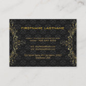 ブラック&エレガント金ゴールドルックヴィンテージフローラダマスク 名刺 (裏面)