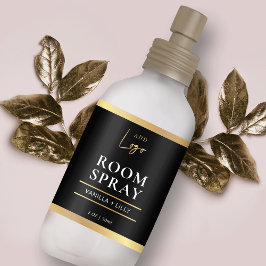 ブラック&エレガント金ゴールドルーモダンムミストスプレーラベル ラベル