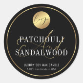 ブラック&エレガント金ゴールドロゴ製品包装キャンドル ラウンドシール (正面)