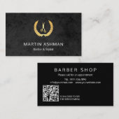 ブラック&エレガント金ゴールド理容師スタイリスト名刺 名刺 (正面/裏面)