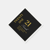 ブラック&エレガント金ゴールド21th誕生日パーティーカクテル スタンダードカクテルナプキン (角)