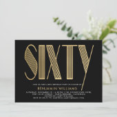 ブラック&エレガント金ゴールド60thバースデーパーティー 招待状 (スタンド正面)