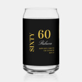ブラック&エレガント金ゴールド60th誕生日カクテルパーティー ガラス缶 (正面)