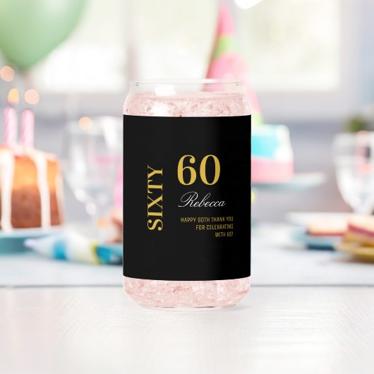 ブラック&エレガント金ゴールド60th誕生日カクテルパーティー ガラス缶 (インサイチュ (バースデー))