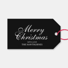 ブラック エレガント スクリプト クラシック メリークリスマス ギフトタグ