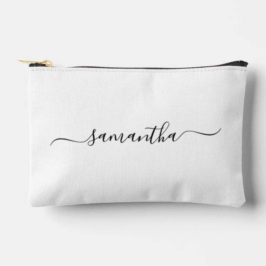 ブラック エレガント スワッシュ シグネチャー ネーム アクセサリーポーチ (正面)