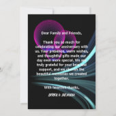 ブラック エレガント モダン フラワー カラフル ボヘミアンチック ソン サンキューカード (裏面)