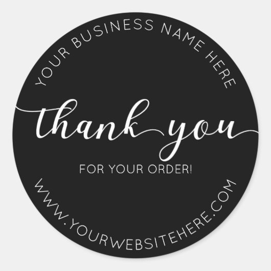 ブラック エレガント モダン ミニマル お礼 ラウンドシール (正面)