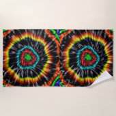 ブラック・オパール・絞り染め、 ビーチタオル (正面)