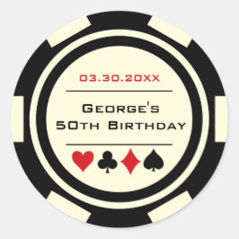 ブラック オフホワイト ポーカー チップ カジノ 誕生日 ラウンドシール